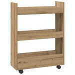 vidaXL Chariot de rangement étroit 3 niveaux chêne artisanal