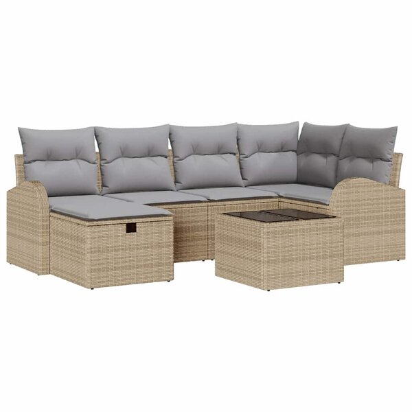 vidaXL Ensemble de canapé de jardin 7 Pièces beige et gris clair