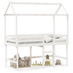 vidaXL Lit superposé et échelle et toit blanc 80x200cm bois pin massif