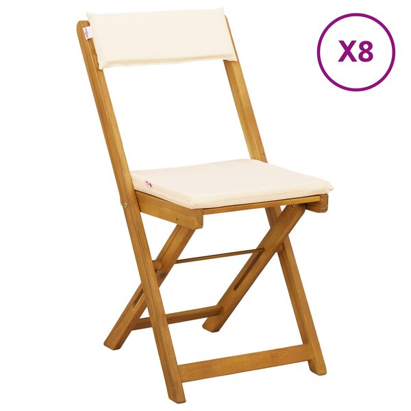 vidaXL Chaises de bistrot d'extérieur 8 Pièces Crème blanc