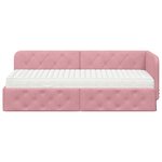vidaXL Cadre de lit d'angle avec matelas Rose 80 x 200 cm Velours