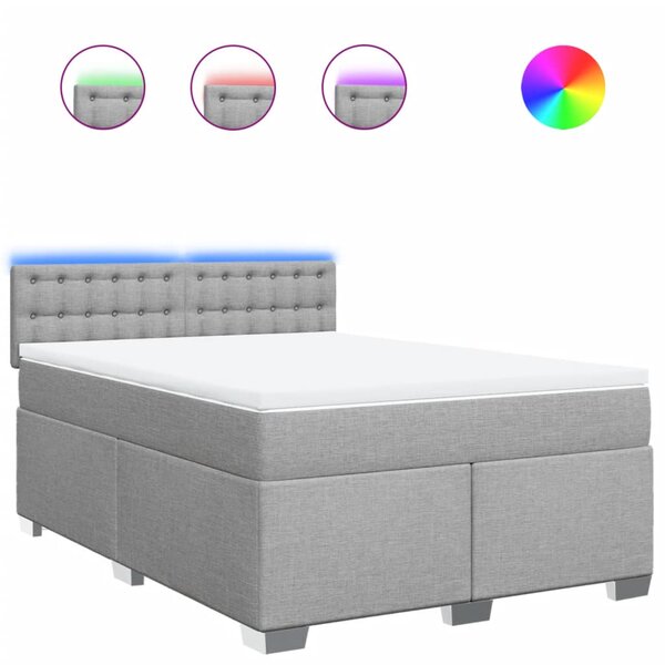 vidaXL Sommier à lattes de lit avec matelas Gris clair 140x190cm Tissu