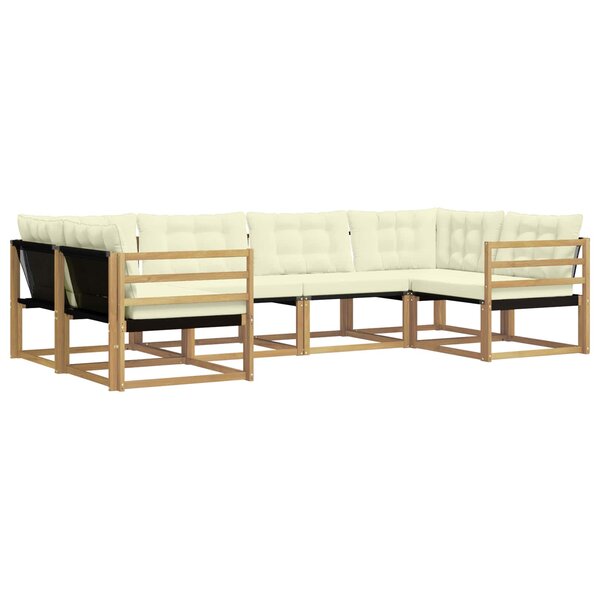 vidaXL Ensemble de canapés d'extérieur 6 pc Blanc et crème