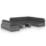 vidaXL Salon de jardin 8 Pièces avec coussins Gris Résine tressée