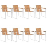 vidaXL Chaises de jardin lot de 8 avec coussins Bois de teck massif