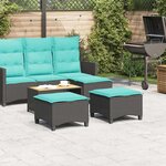 vidaXL Tabourets jardin coussins 2 Pièces noir 55x55x36 cm résine tressée