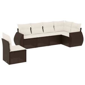 vidaXL Salon de jardin avec coussins 6 Pièces marron résine tressée