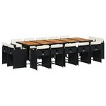 vidaXL Ensemble à manger de jardin 15 Pièces coussins noir résine tressée