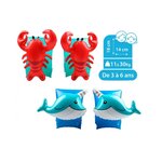 Brassards gonflables de natation x2 pour enfants 3-6 ans  flotteurs piscine & plage - pack duo homard dauphin