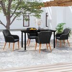 vidaXL Ensemble de salle à manger de jardin avec coussins 5 Pièces Noir