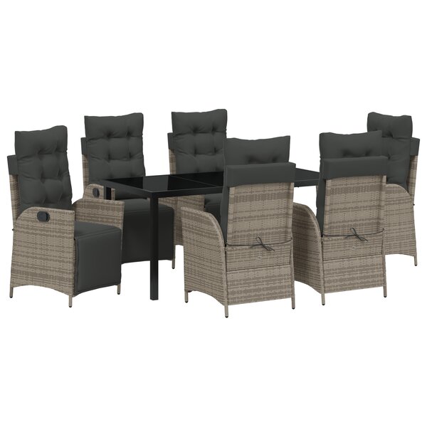 vidaXL Ensemble de jardin de 7 pièces en poly rattan gris