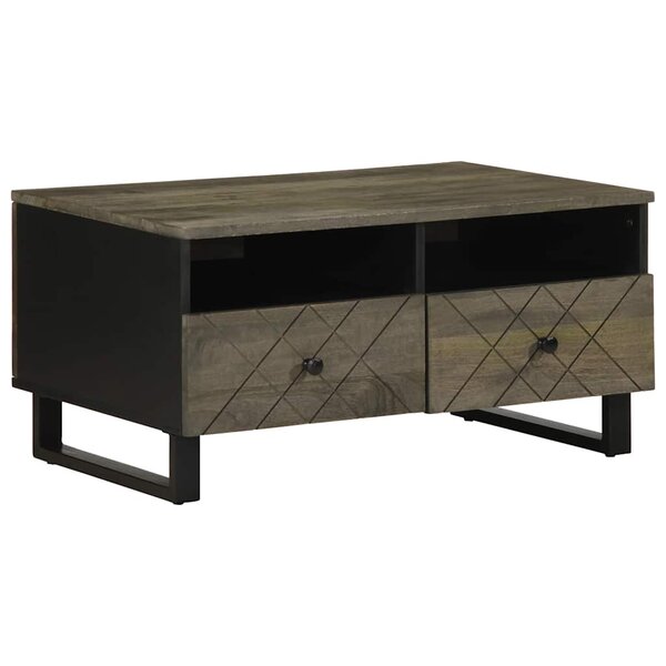 vidaXL Table basse noir 80x54x40 cm bois massif de manguier