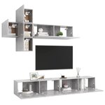 vidaXL Ensemble de meuble TV 7 Pièces Gris béton Bois d'ingénierie