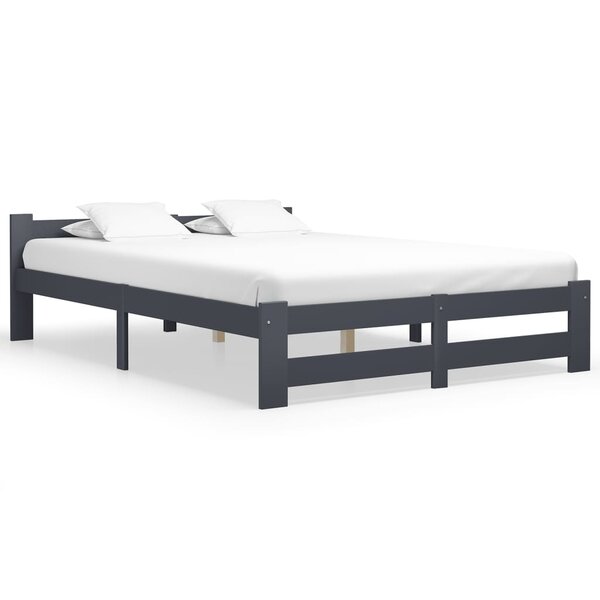 vidaXL Cadre de lit Gris foncé Bois de pin massif 160x200 cm