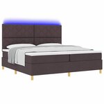 vidaXL Lit à ressort LED avec matelas Marron foncé 200 x 200 cm tissu