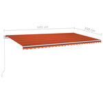 vidaXL Auvent manuel rétractable avec LED 600x350 cm Orange et marron