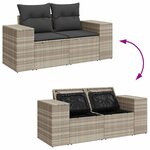 vidaXL Salon de jardin 5 Pièces avec coussins gris clair résine tressée