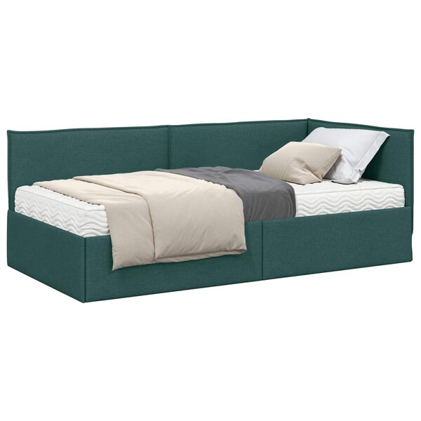 vidaXL Cadre de lit d'angle avec matelas 2 pc Vert foncé 80 x 200 cm