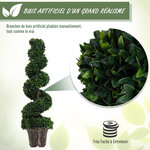 Buis artificiel topiaire artificielle en forme de spirale dim. Ø 32 x 120h cm vert