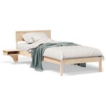 vidaXL Cadre de lit avec tables de chevet Marron Bois massif en pin