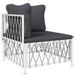 Salon de jardin meuble d'extérieur ensemble de mobilier avec coussins 6 pièces blanc acier 02_0018320