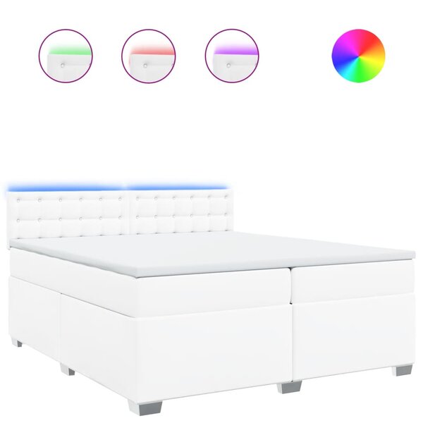 vidaXL Sommier à lattes de lit avec matelas Blanc 200x200cm Similicuir