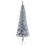 Vidaxl arbre de noël mince avec led et boules argenté 150 cm