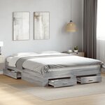 vidaXL Cadre de lit avec tiroirs sans matelas sonoma gris 160x200 cm