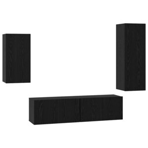 vidaXL Ensemble meuble TV 4 Pièces Chêne noir Bois d'ingénierie