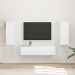 vidaXL Ensemble meuble TV 2 Pièces Blanc brillant Bois d'ingénierie