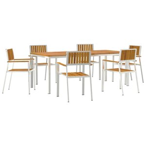 vidaXL Ensemble de repas extérieur 7 Pièces Marron Bois d'Acacia Massif