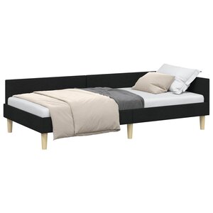 vidaXL Cadre de lit d'angle Noir 80 x 200 cm tissu
