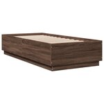 vidaXL Cadre de lit avec LED sans matelas chêne marron 100x200 cm