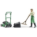 Bruder 62103 - bworld Jardinier avec tondeuse à gazon et outils de jardinage