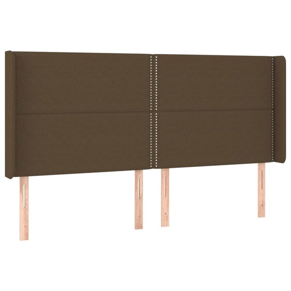 vidaXL Tête de lit avec oreilles Marron foncé 183x16x118/128 cm Tissu