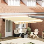 vidaXL Auvent Rétractable Jaune et blanc 400 × 300 cm Tissu et Métal