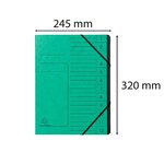Trieur Agrafé Avec Élastiques Intérieur Noir 12 Compartiments - A4 - Vert - X 10 - Exacompta