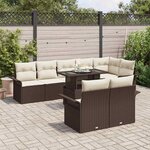 vidaXL Ensemble de canapé de jardin 9 Pièces Marron Poly rotin