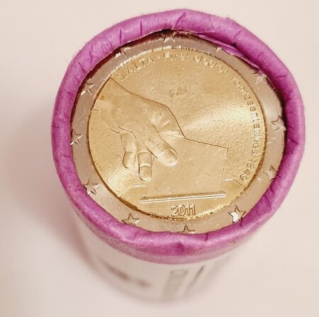 Rouleau de 25 pièces de monnaie de 2 euro commémorative Malte 2011 – Election des premiers représentants maltais en 1849