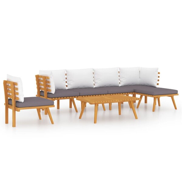 vidaXL Salon de jardin 7 Pièces avec coussins Bois d'acacia solide