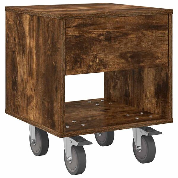 vidaXL Table de chevet Chêne fumé 40 5 x 40 x 48 cm Bois d'ingénierie