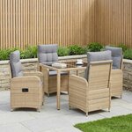 vidaXL Ensemble de repas extérieur 5 pc Beige et Gris clair polyrotin
