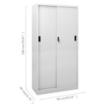 vidaXL Armoire à bureau porte coulissante Gris clair 90x40x180cm Acier