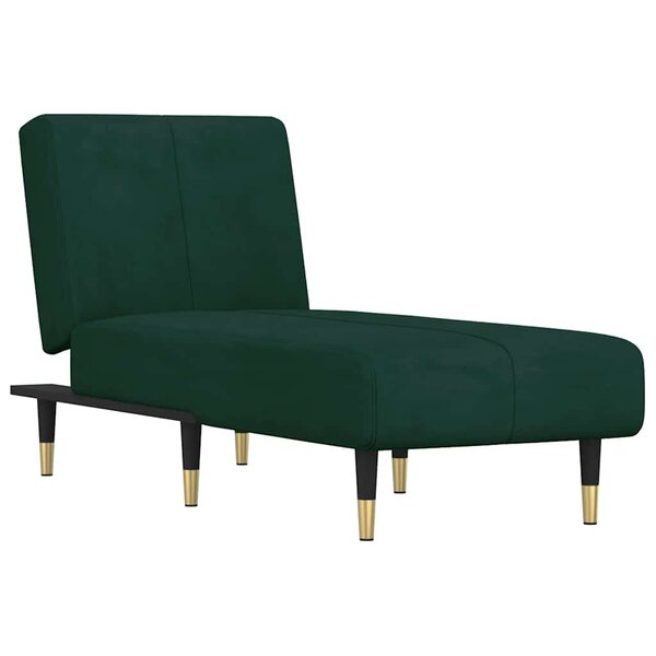 vidaXL Chaise longue vert foncé velours