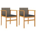vidaXL Chaises de jardin coussins lot de 2 gris résine tressée et bois