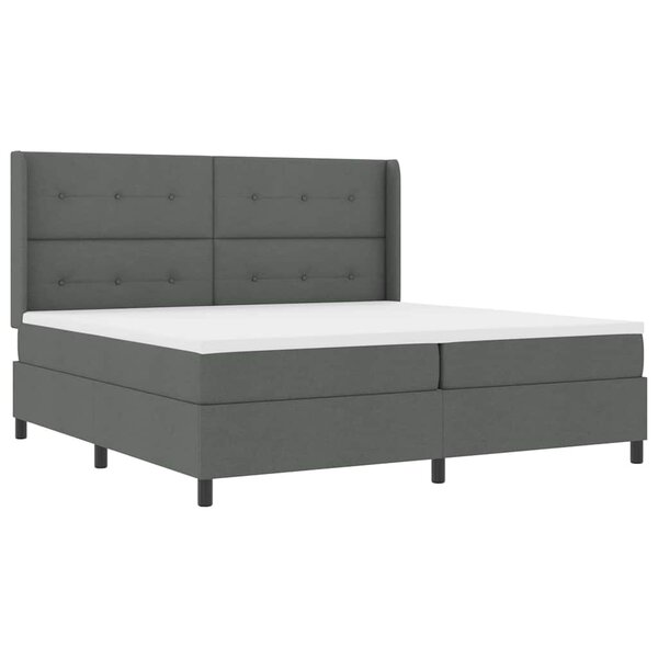 vidaXL Lit à ressorts avec matelas Gris foncé 200 x 200 cm tissu