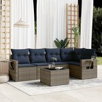vidaXL Salon de jardin 6 Pièces avec coussins gris résine tressée