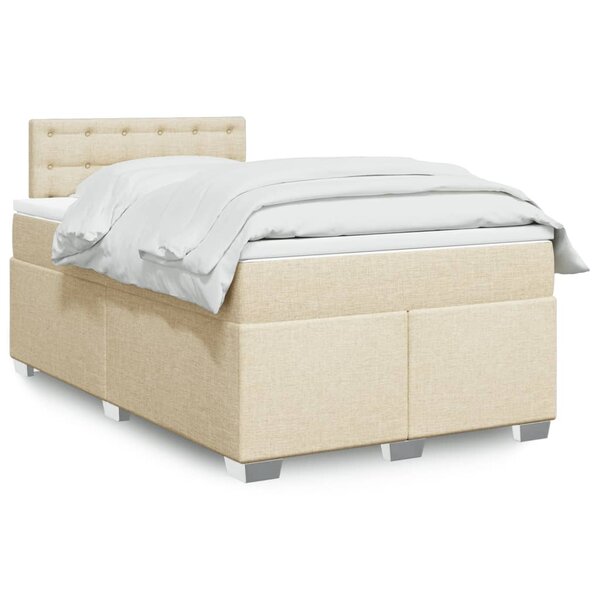 vidaXL Sommier à lattes de lit avec matelas crème 120x190 cm tissu