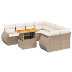 vidaXL Salon de jardin avec coussins 9 Pièces beige résine tressée