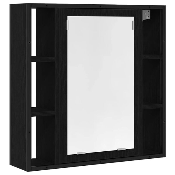 vidaXL Armoire à miroir de salle de bain chêne noir bois ingénierie